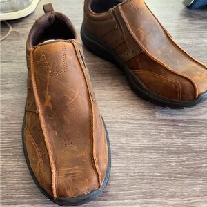 Skechers Men's Tan Leather Slip-On Loafers